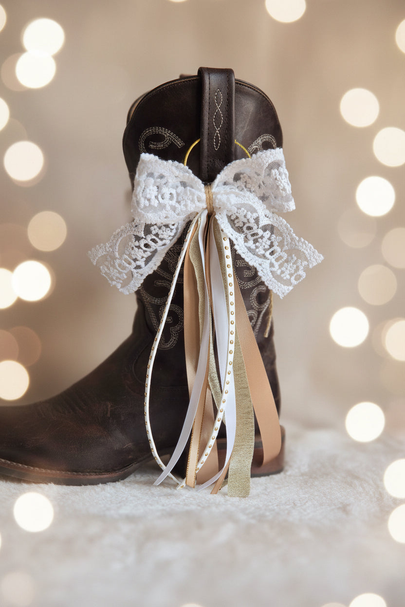 Rustic Country Charm Western Lace Boot Bow