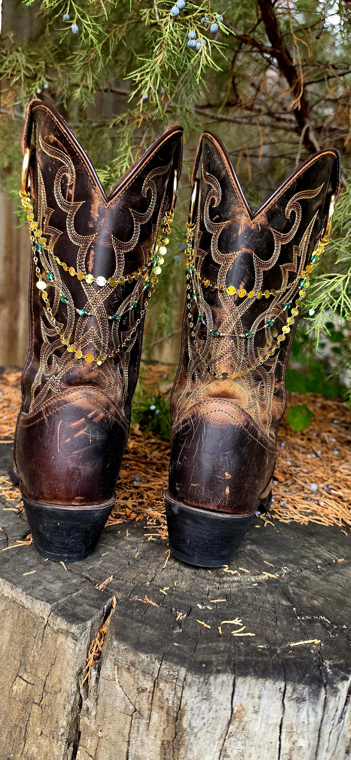 ✨ Western Green and Gold Boot Bling