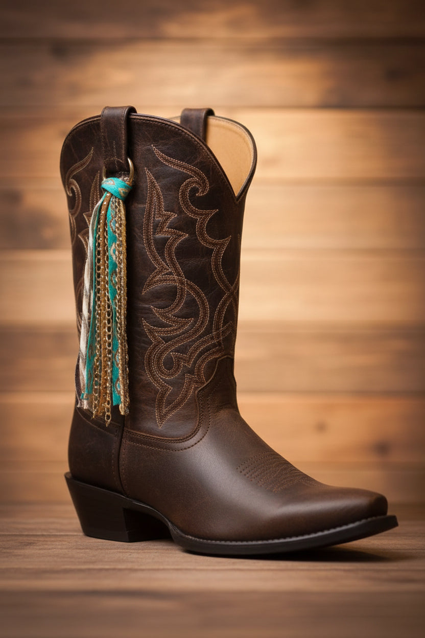 Turquoise and Gold Boot Tassel