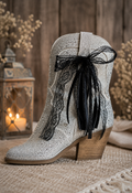 Black Lace Western Boot Bow