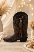 Turquoise Flower Boot Tassel