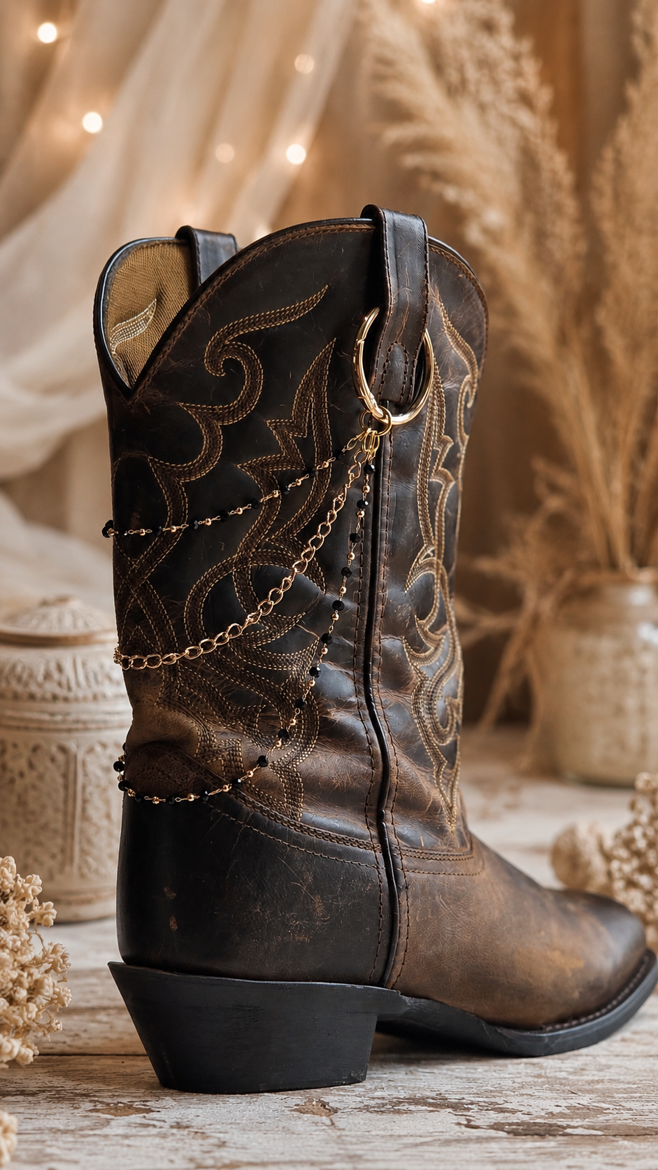 Gold & Black Western Boot Chain