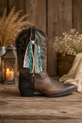 Turquoise & White Lace Boot Tassel