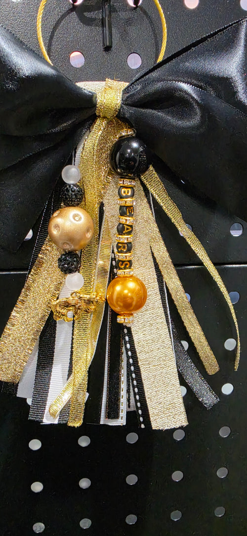 Black and Gold Game Day Purse Bow (Bears)